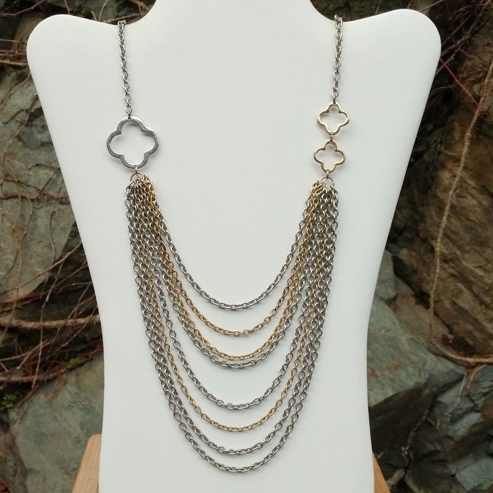 Gold and silver multi chain necklace